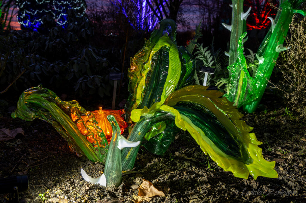 skleněné květiny - Křišťálová zahrada (Jiří Pačinek) v Botanické zahradě Praha