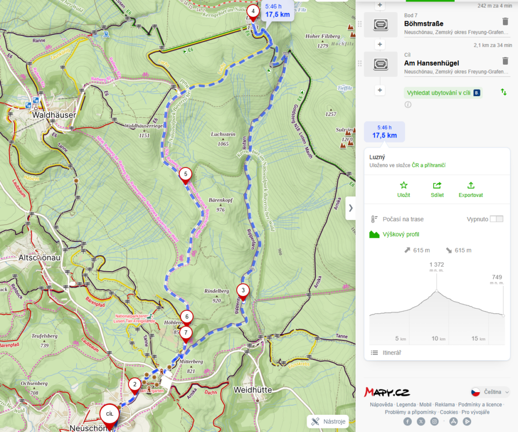 Mapa-Neuschönau-Luzný