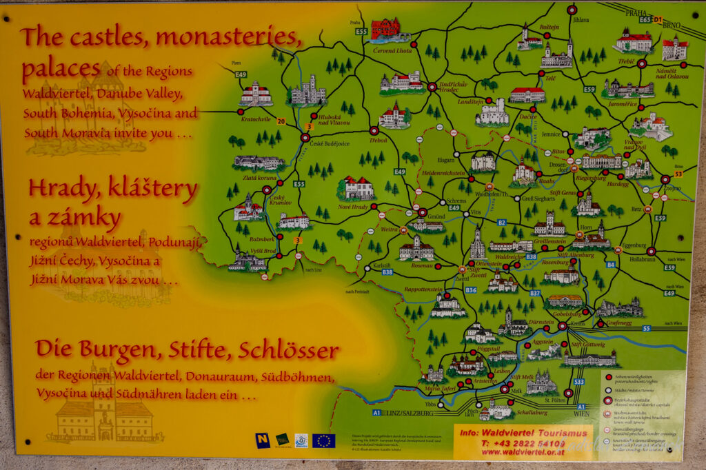 Heidenreichstein - hrad - mapa okoln&iacute;ch hradů
