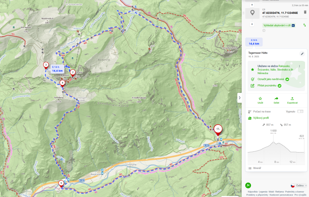 mapa - Tegernseer H&uuml;tte